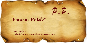 Pascus Pető névjegykártya